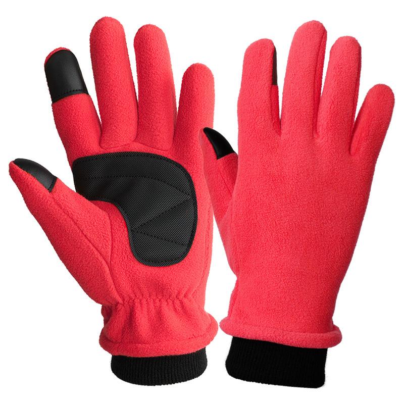 Winter Warm Gloves Fleece Double Thickened Coldproof Gloves Student Riding Electric Bike Bike Fleece Gloves