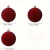 12pcs Velvet Christmas Ornaments-Red Flocked Balls with Golden Ribbons,Perfect for Holiday Tree Decorations,Christmas Ornaments