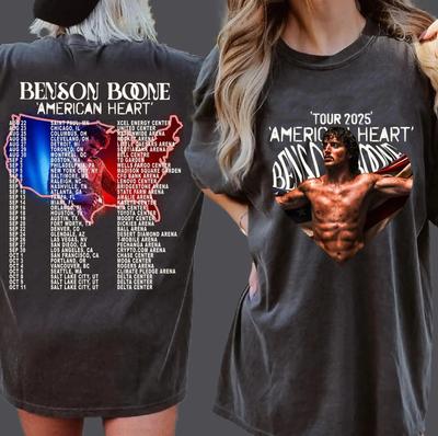 Benson Boone American Heart Tour Maglietta 2025 Maglietta Souvenir del Concerto T-shirt