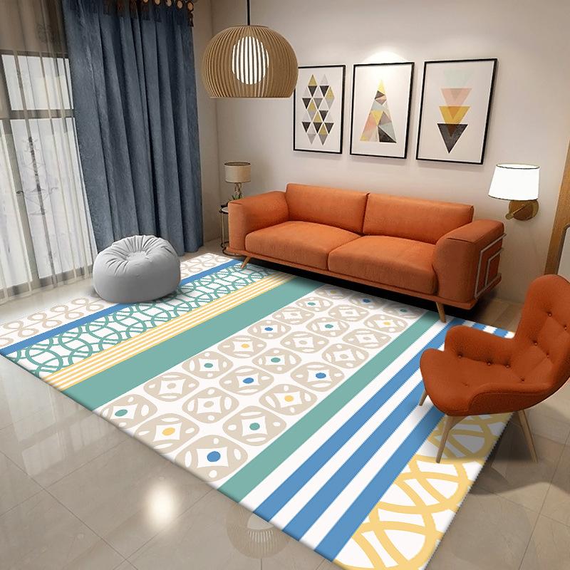 Bohemian Style Area Rug With Geometric Tribal Pattern Artistic Designs Soft Decorative Carpet For Living Room Bedroom Home Decor