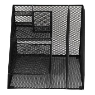 Metal Mesh Desktop Organizer Black Iron Multifunctional Office Supplies Organizer with Pen Holder