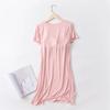Modal Night Gown with Chest Pad Short-length Sleeve Nightdress Pajamas Bra-free Thin Large Size Ruffle Sleeping Dress for Women Summertime