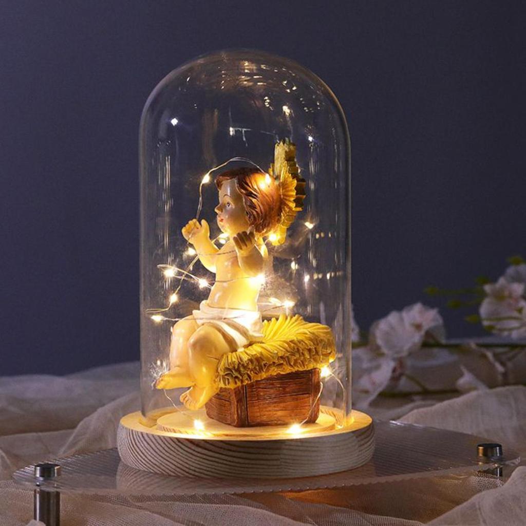 Mini Jesus Luminous Religious Figurine With Light Collectible Christian Table Piece Figurines For Nativity Decoration For Church