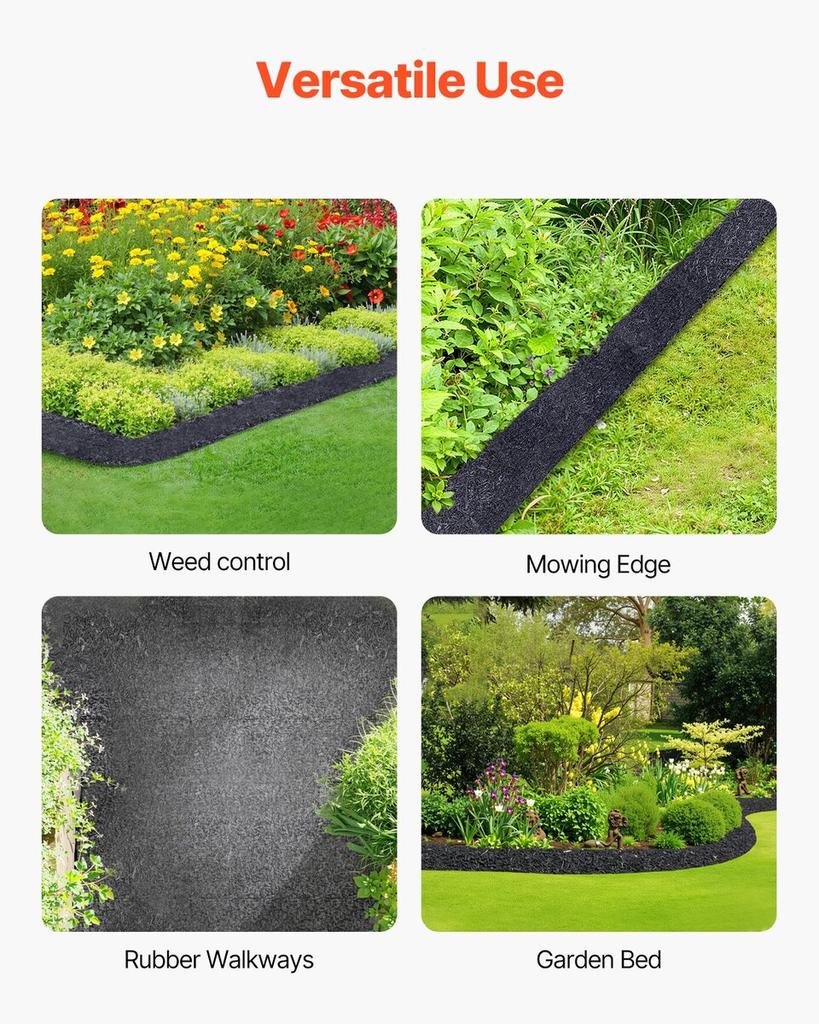 Rubber Mulch Roll for Landscaping 120 x 4.5in Rubber Mulch Mat Pathway
