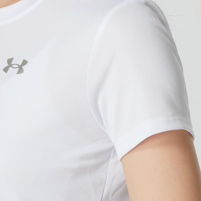 Under Armour Breathable Quick-Dry Crew Neck Solid Color Pullover T-Shirt With Small Logo Women T-Shirts White 1384246-100