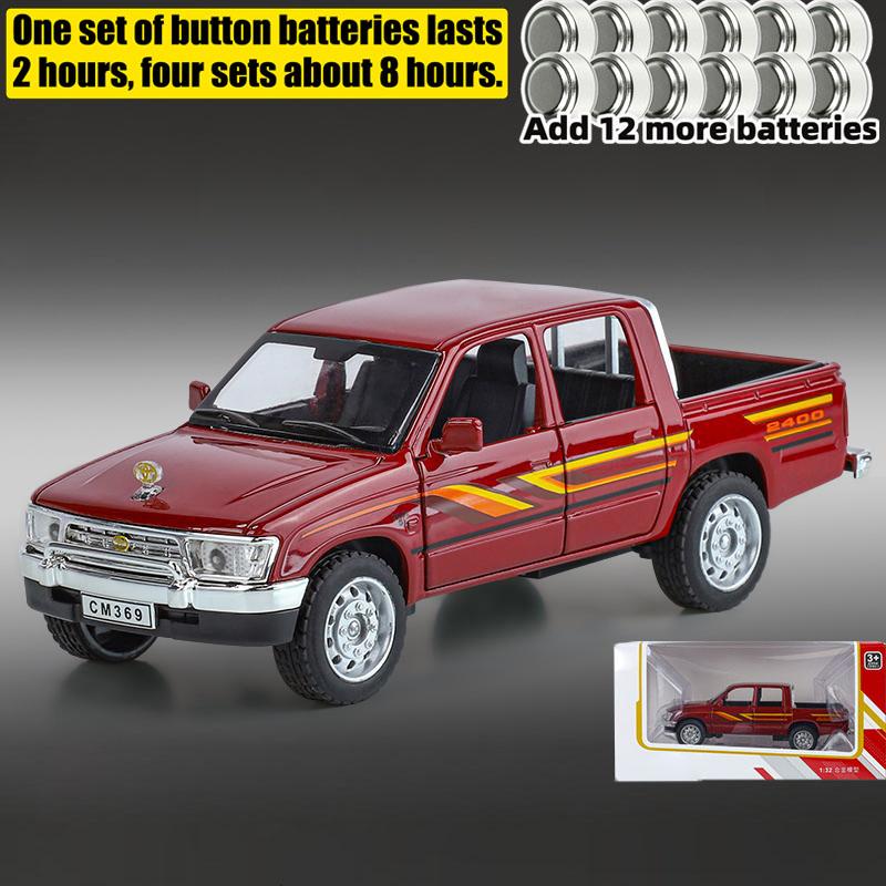 1/32 Toyota Hilux Off Road Pikap Kamyonet Alaşım Metal Diecast Model Araç Minyatür Sesli ve Işıklı Koleksiyon Hediye Çocuk Oyuncak