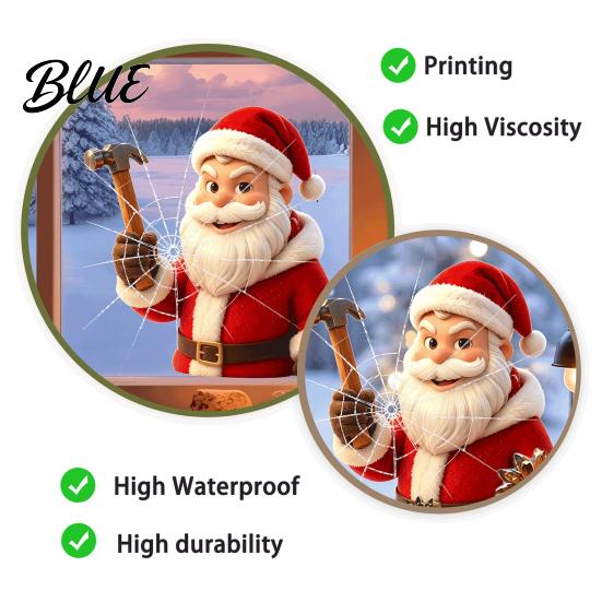 Reusable Glass Decals Christmas Santa Claus Static Sticker, Removable Window PVC Store Display Clings for Living Room Bedroom Holiday Party Decoration