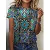 Summer Loose Round Neck T-shirts Ethnic Style Fashionable Straight Tube Short Sleeved Women's T-shirts