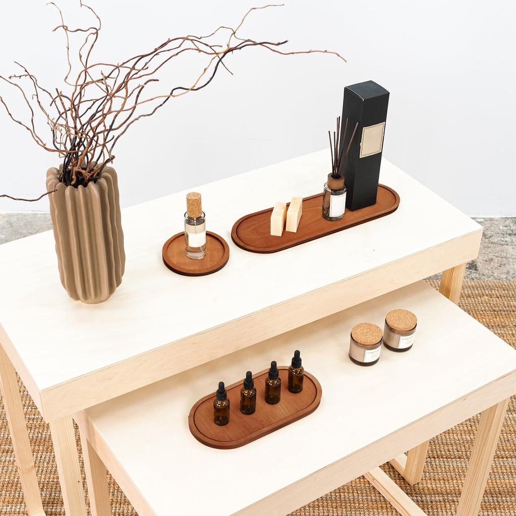 Natural Solid Wood Hand-polished Multi Functional Wooden Tray