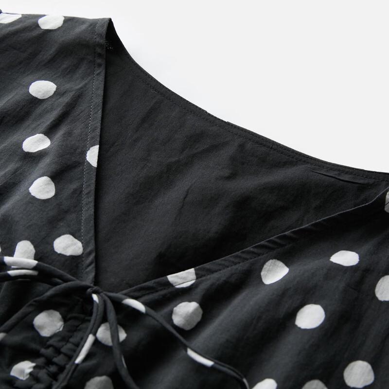 Women's 100% Cotton Puff Sleeve Polka Dot Blouse