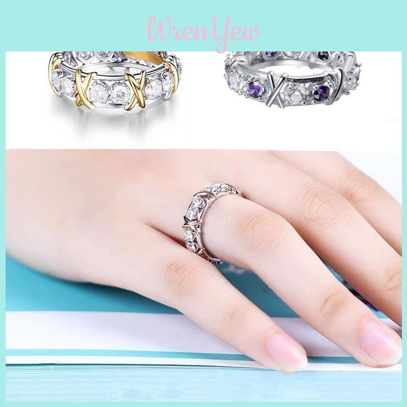 Stylish Zircon-studded Cross Design Dual Color Women's Ring Popular On