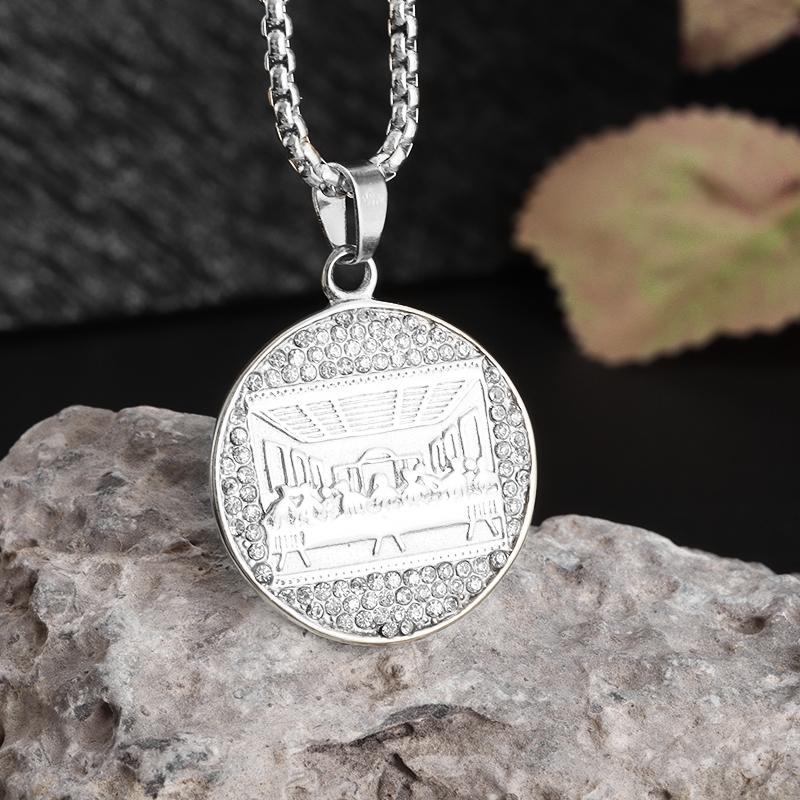 Angel Wings Mirror Photo Memorial Pendant Inlaid with Ice Crystal Zirconia Necklace Couple Trendy Jewelry Birthday Gift