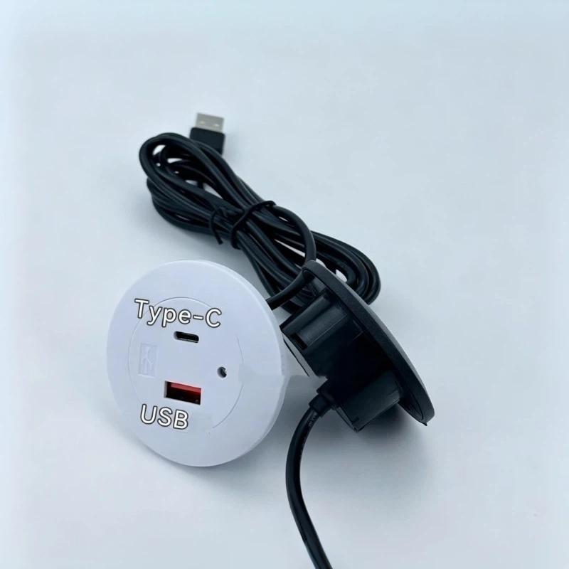 Multifunctional 2.0A 5V USB Type C Embedded Charger Furniture Desktop Power Socket for Sofa Home Office Use
