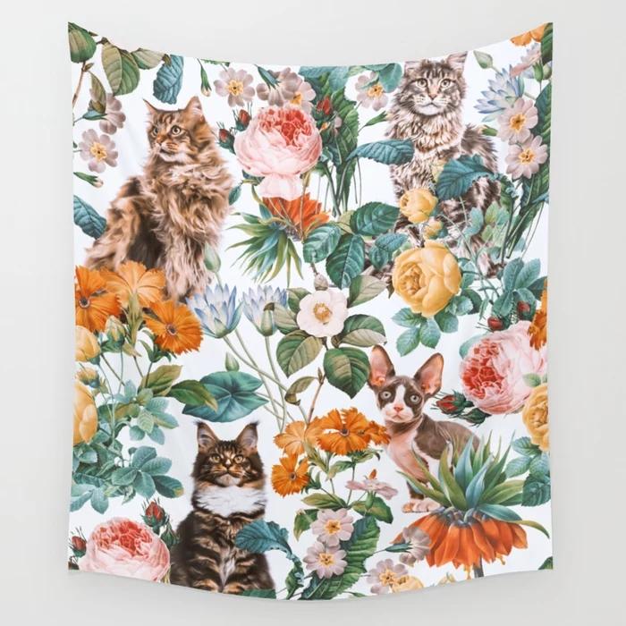 Blumen Wandteppich Wandbehang Mysteriös Romantischer Wandteppich Hintergrund Mandala Haus Wohnzimmer Schlafzimmer Dekor Wandteppich Dekoration