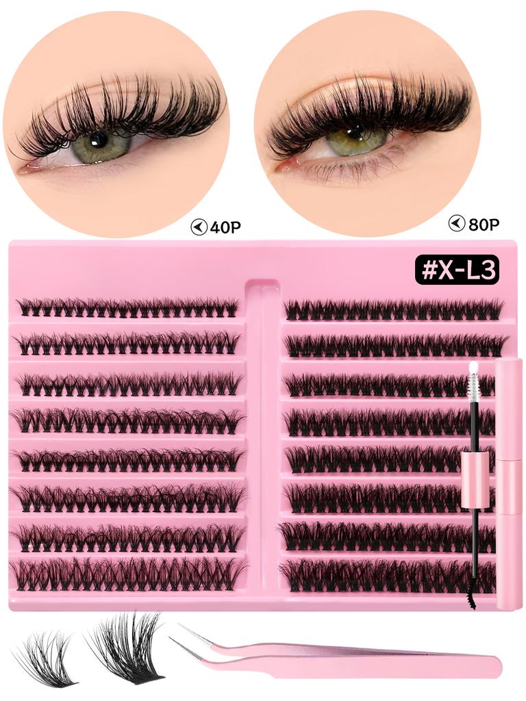 Xiaomi GROINNEYA Eyelash Clusters Kit Lash Clusters Wispy Natural DIY Lashes Clusters with Bottom Waterproof Bond and Seal Tweezers