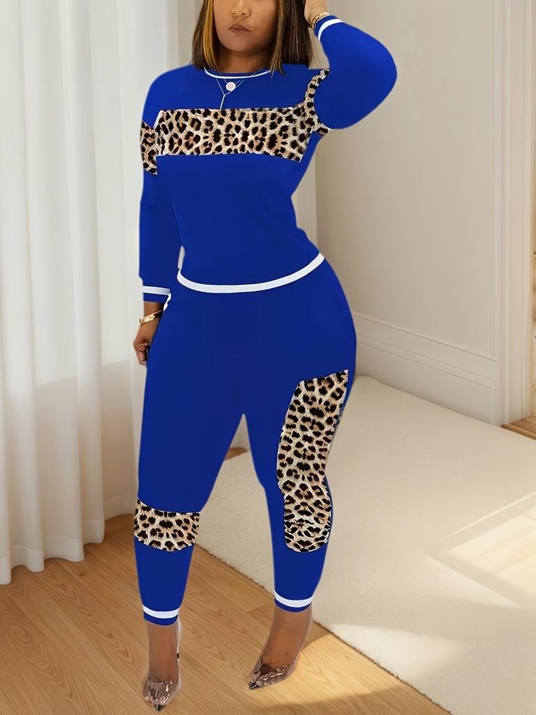 Damen 2-teiliges Set: Sportliche Hose und Leggings im Leopardenmuster - Vom Workout zur Freizeitkleidung