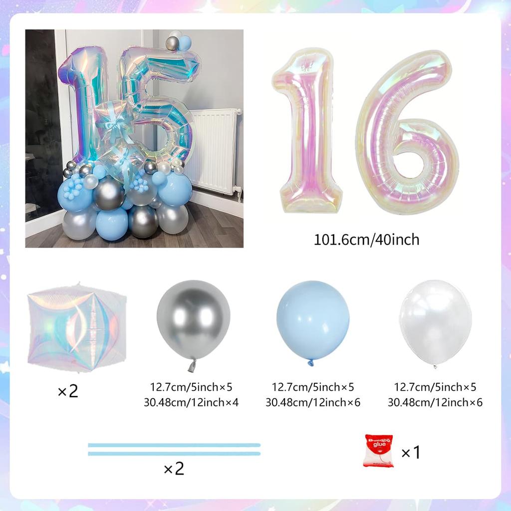 Colorful Rainbow Balloon Set Digital Transparent Colorful Aluminum Film Balloon Commemorative Day Birthday Party Decoration
