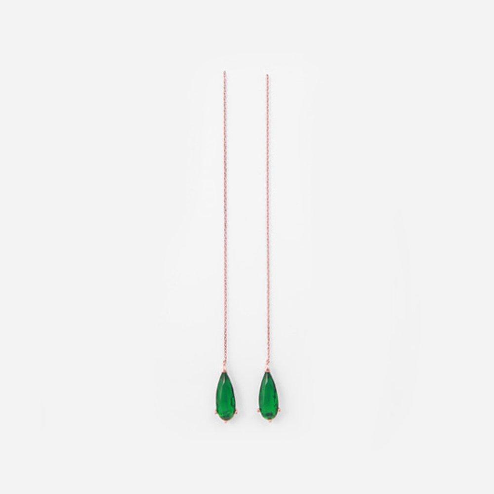 [Judy and Paul] Elisa Waterdrop-Cut Emerald Long Earrings E50325
