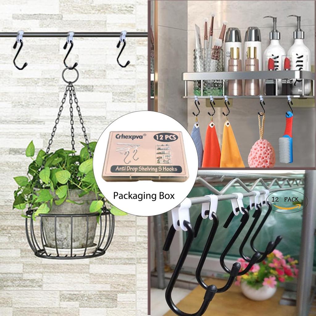 Anti Drop Wire Shelving S Hooks Metal Rack Hangers Untensil Hanging Hooks Shelves, Accessories Hangers (Shape A)