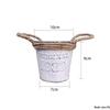 Retro Distressed White-washed Tin Flower Pot with Handle