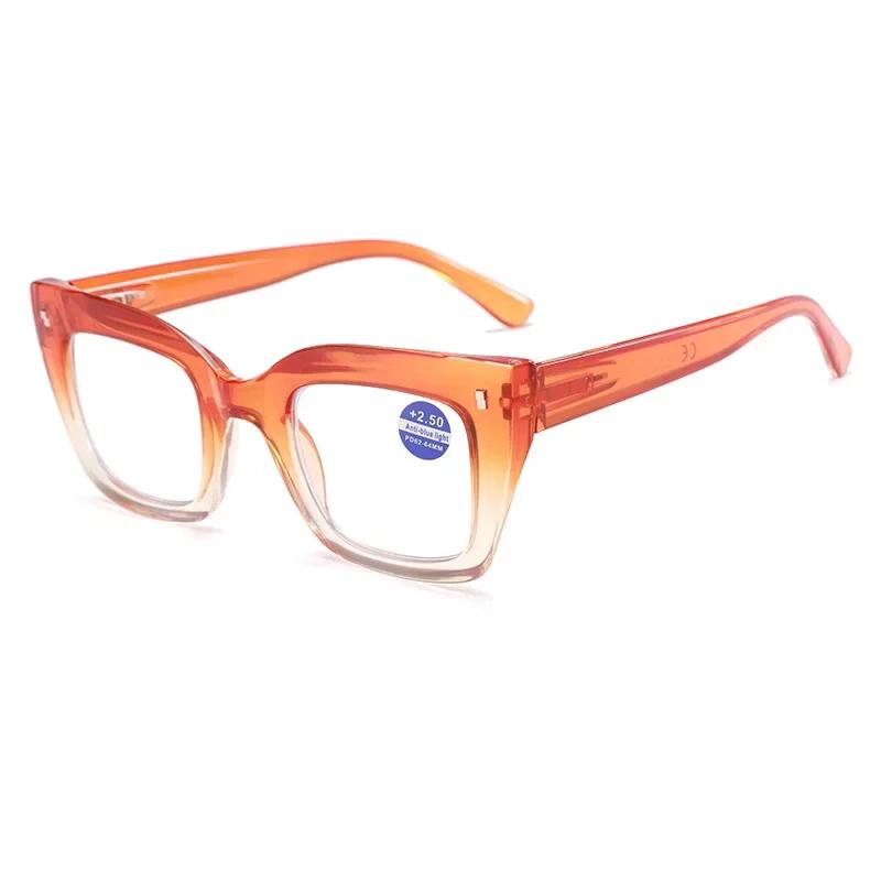 Unisex New Fashion Large Frame Reading Glasses Fashion Color Frame Anti-Blue Light Glasses Super Clear Presbyopia Glasses