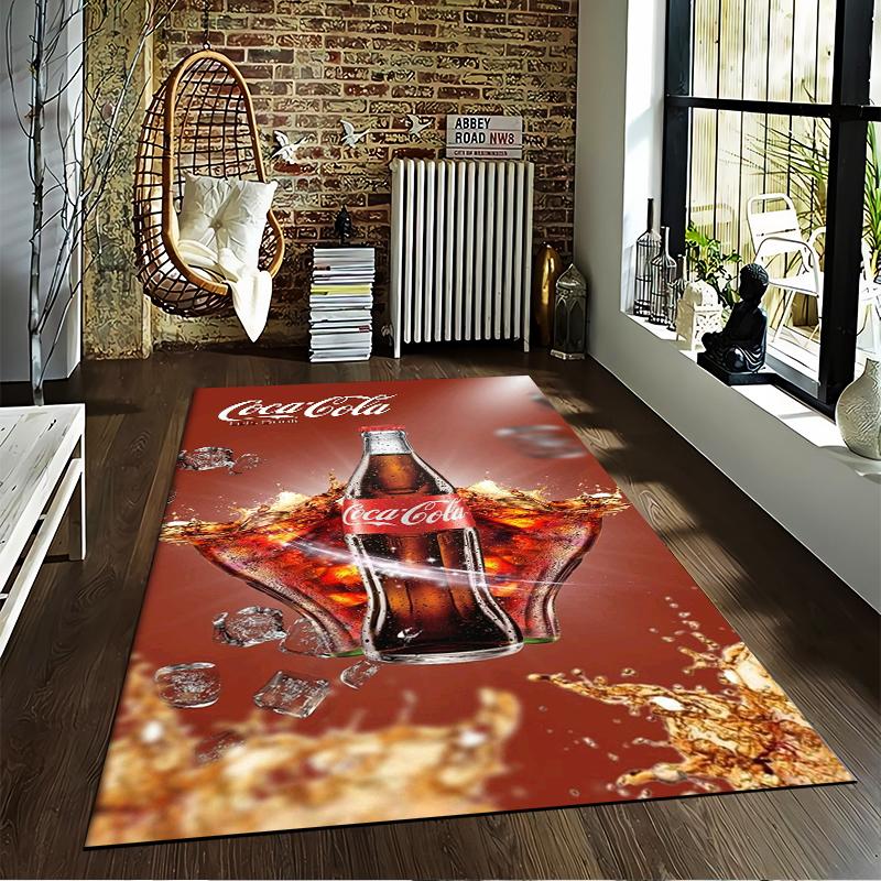 Red Carpet with Coca-Cola Bottle Design and Splash Pattern Suitable for Use As an Anti-slip for Living Room Bedroom Sofas