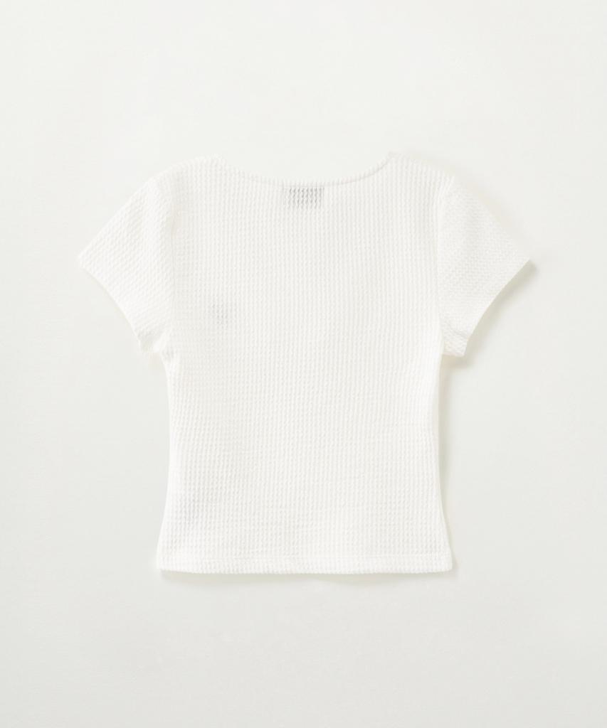 Seteo (W) Square Neck Crinkle Short Sleeve T-Shirt White