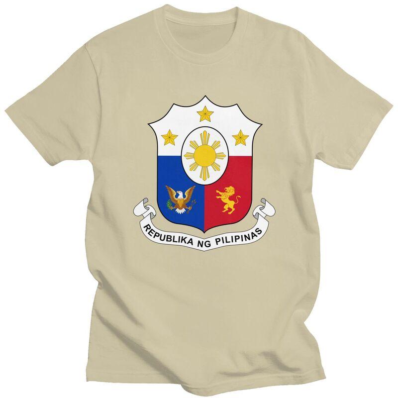 Custom Coat Of Arms Of Philippines Tshirts for Men Short Sleeves Leisure T Shirt Philippine Flag Tshirts 100 Cotton Tee Gift