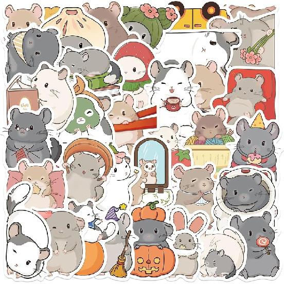 Funny Polar Bear Stickers for Water Bottles,50 Pcs Cute Christmas Polar Bears Animal Vinyl Laptop Skateboard Phone Stickers,Christmas Party Gift Chinchilla