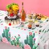 Breling 3 Pieces Watercolor Cactus Tablecloth Plastic Waterproof Table Cover for Birthday Party Decorations Kitchen Dining Room Party Supply, 108 x