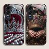 Luxury Crown Jewelry Flower Pattern Tempered Glass Phone Case for OnePlus 13R 12 11 10 9 Nord CE4 3 2 Lite ACE2 ACE3 Pro Covers