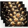 4pcs Set of Vibrant and Stylish Placemats with Glittering Rose Patterns To Enhance Your Tea Room