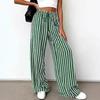 2026 Fashion Striped Elastic Waist Wide Leg Casual Pants