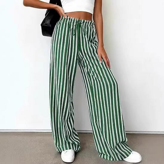 2026 Fashion Striped Elastic Waist Wide Leg Casual Pants