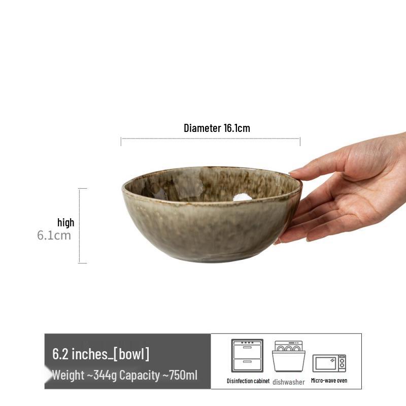 Retro Ceramic Large Bowls for Soup & Vegetables - Practical Tableware for Single Serving