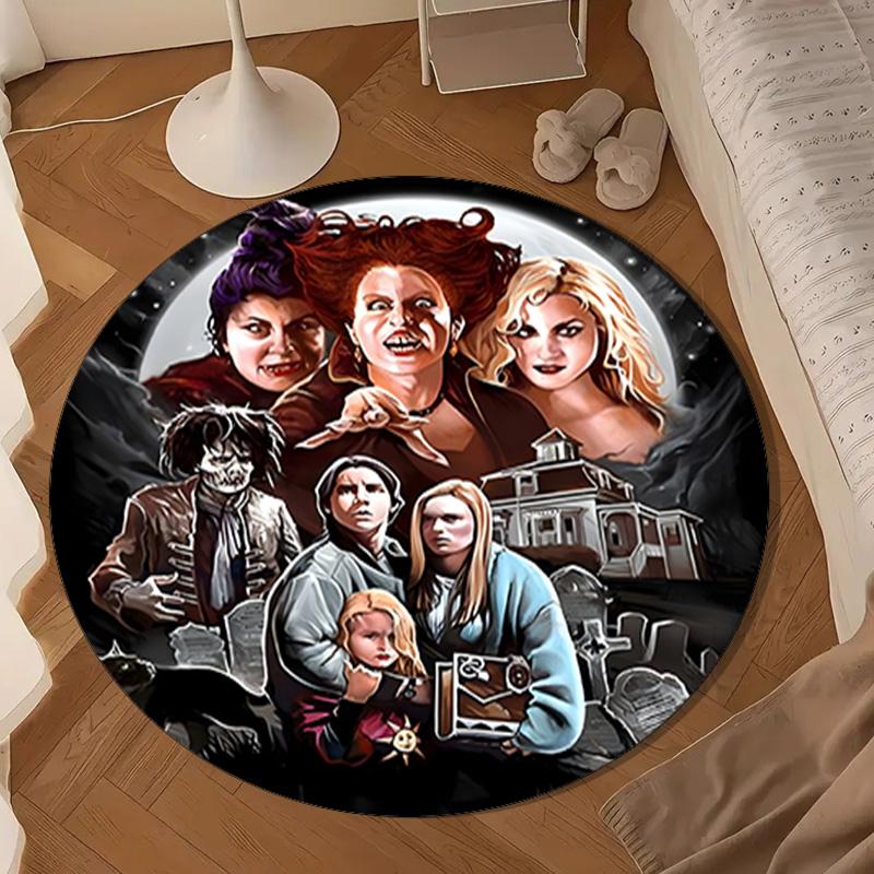 Halloween Horror Witch Round Mat, Anti-slip Circle Carpet Chair Rug For livingroom,Bedroom, Doormat Home Decor Gift Christmas Gifts