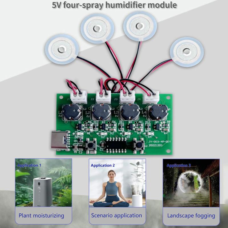 Four Spray Humidifier Module Diy Humidifier C0Ontrol Board Atomizer Drive Board Four Spray Humidifier Module