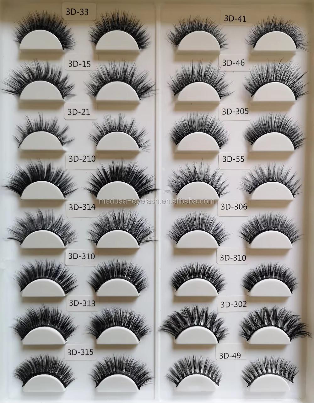 Wholesale 3D Silk Lashes with Private Label Faux Mink Synthetic False Eyelashes Mix чёрный