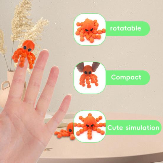 3D-gedruckte Oktopus-Figur Bewegliche Gelenke Oktopus-Figur Gelenkiges Meerestier-Modell Fidget-Spielzeug Heim- Büro- Schreibtischdekoration Ornament