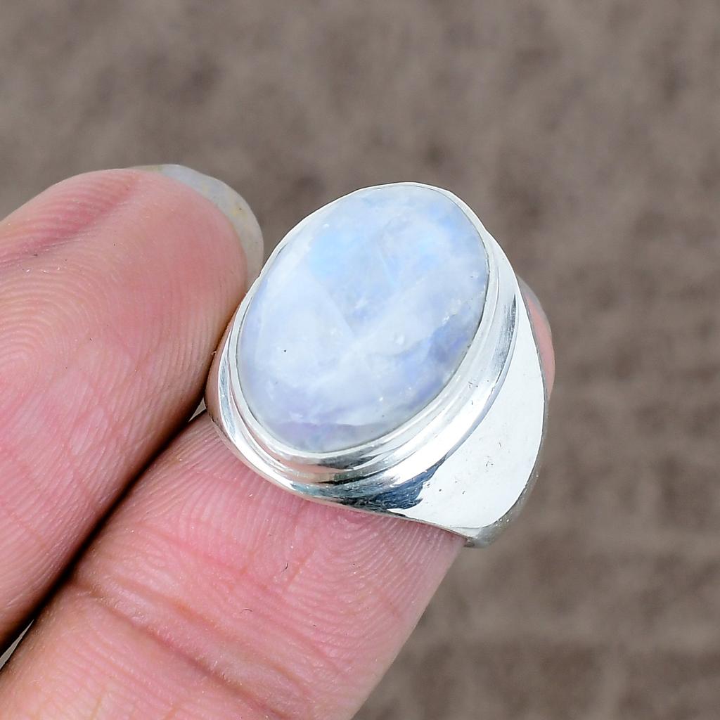 Moonstone Genstone Handmade 925 Sterling Silver Jewelry Ring Size 6 KKG-502