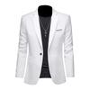 Men Solid One Button Slim Fit Casual Business Suit Blazer Jacket