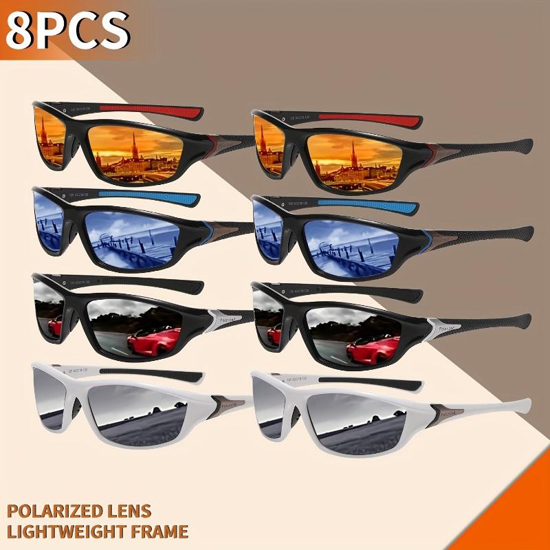 8PCS Unisex Leisure Travel Sports Polarized Minimalist Cycling Glasses for Outdoor Daily Travel Fishing Sports Glasses