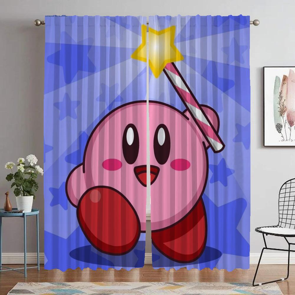 Partition Kirbys Blackout Curtain for Room 2 Panel Curtains for Bedroom Halloween Decoration Shades Home Interior Curtains Child
