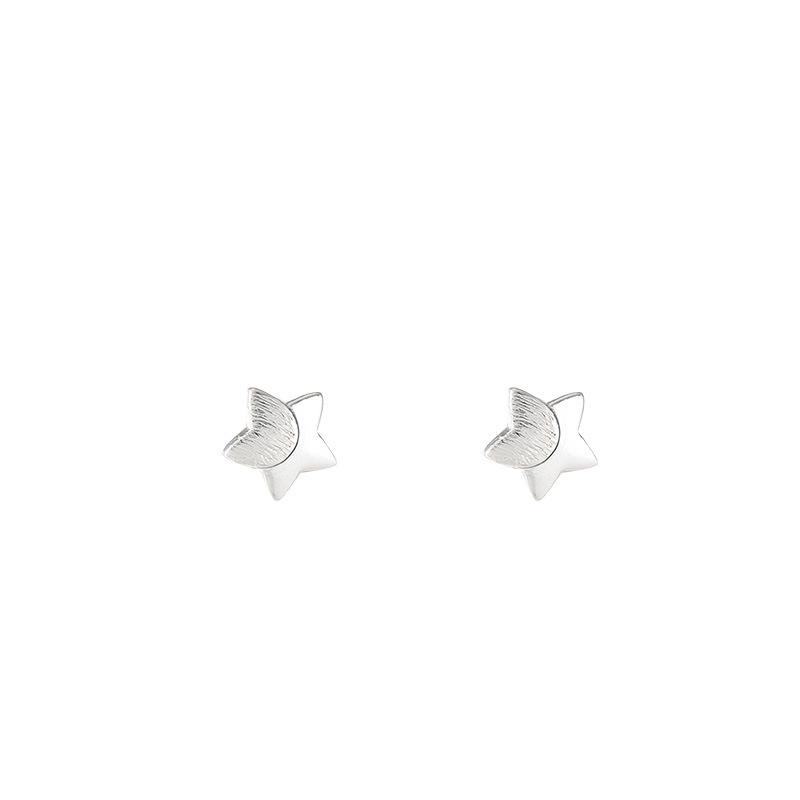 Elegant Frosted Star Screw Stud Earrings for Women - Sweet, Fashionable, Versatile, High-End Design