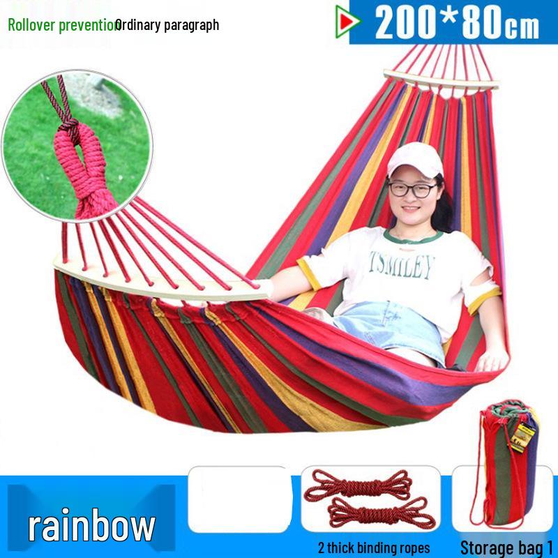 Thickened Canvas Camping Hammock: Anti-Roll, Single/Double Swing Chair for Outdoor Use