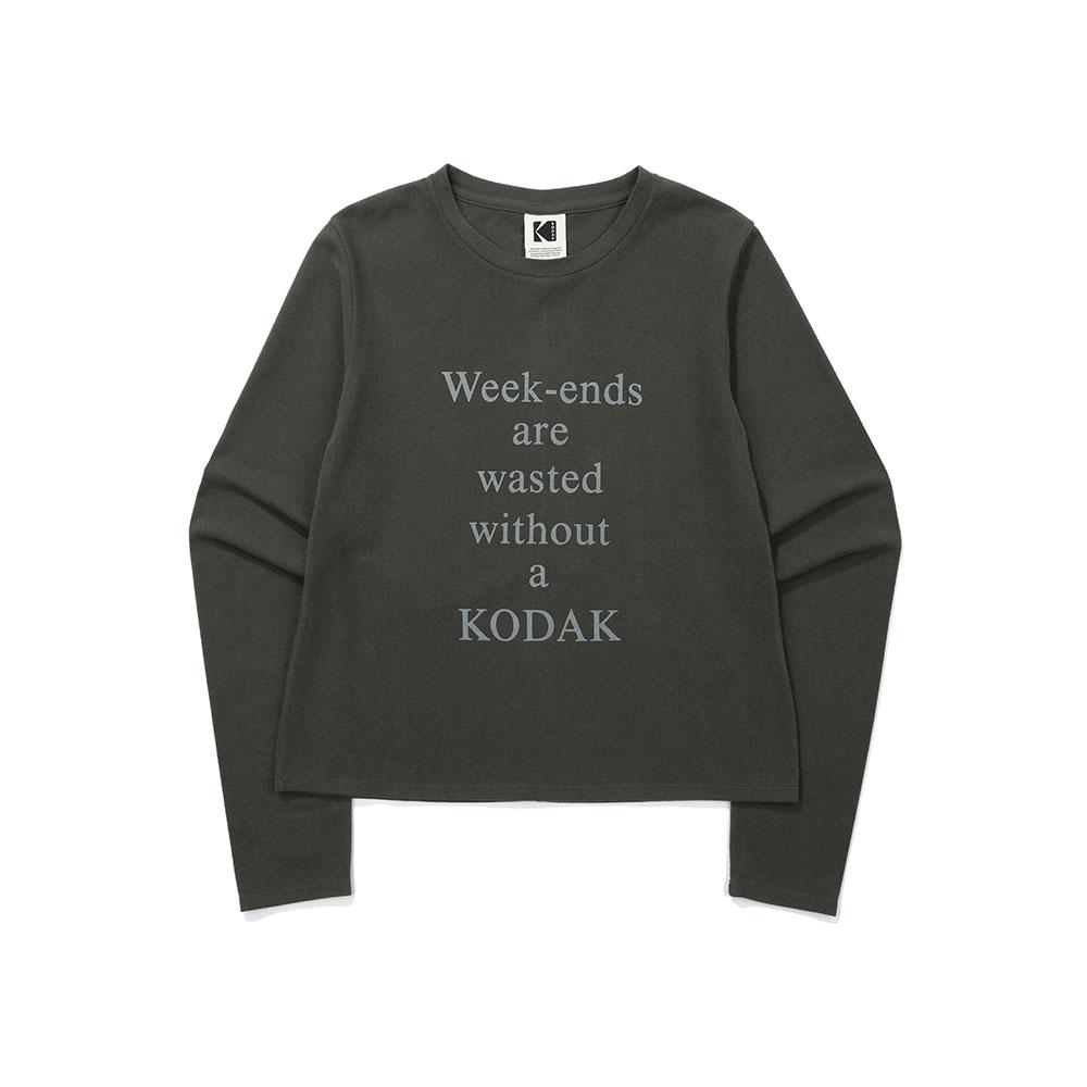 KODAK Lettering Long Sleeve T-Shirt Women'S Charcoal