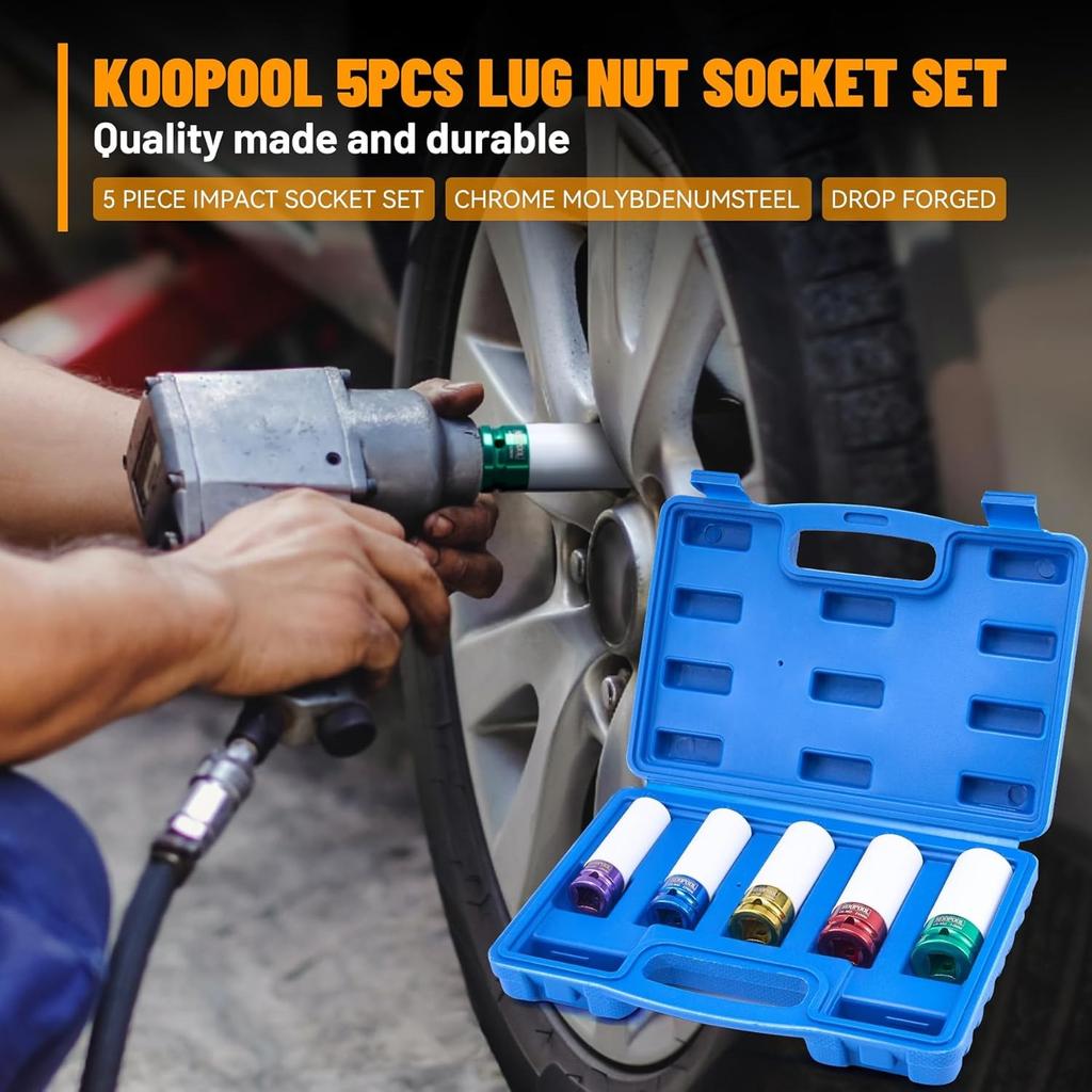 Socket Wrench Sleeve 17 19 21 22 23 24mm Hole Colorful For Tire Protection Repairing Tool For Deep Impact Nut Driver Manual Tool