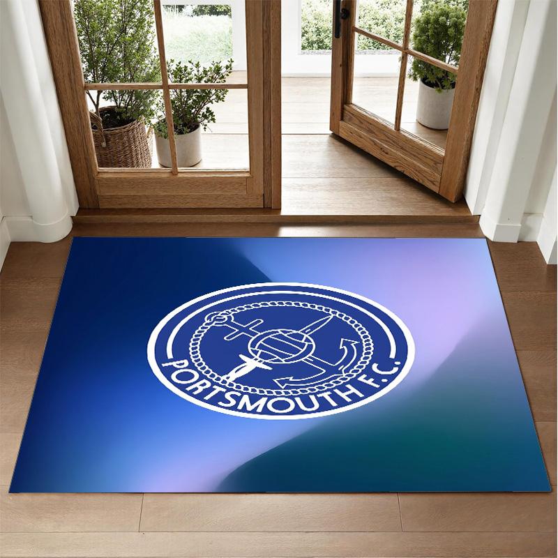 Portsmouth FC Design Crystal Velvet Rug Soft Decorative Mat for Bedroom Entrance