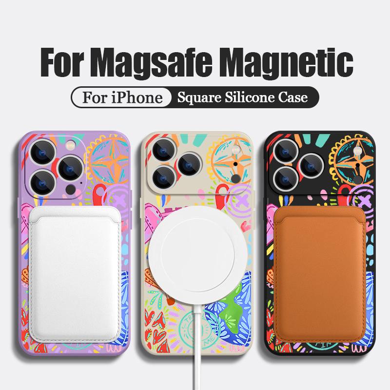 Cartoon Fire Balloon Pattern Case For iPhone 17 Pro Max Magnetic For Magsafe Silicone Cover For iPhone 16 Pro Max Funda iPhone 15 14 13 12 11 16E Air