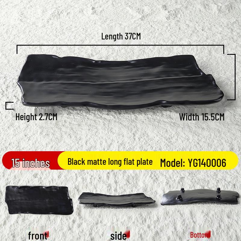 Black Matte Rectangular Japanese Sushi & BBQ Plate